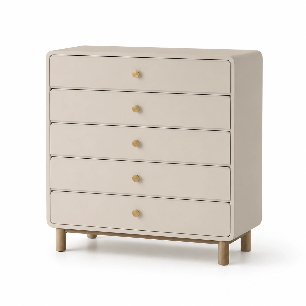 Moderne Kommode mit Goldgriffen-Cremewei?-LuxeSelvia